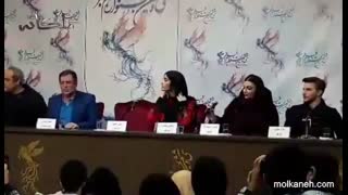 رفتارهای غیرعادی خانم بازیگر در نشست خبری همه را متعجب کرد! + فیلم