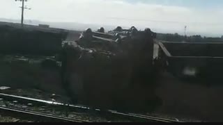 واژگونی قطار باری حامل سنگ آهن در ایستگاه دیزباد شهرستان نیشابور