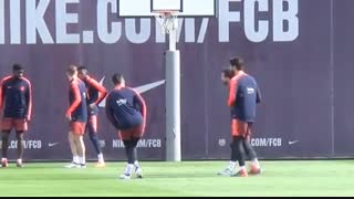 حمایت مسی و سوارز از گومز در تمرین امروز