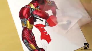 نقاشی زیبا از Iron Man با مداد رنگی