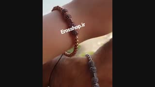 دستبند ست مهره فلزی حدید و گوی های سواروسکی