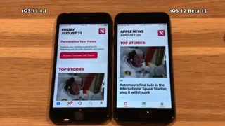 مقایسه سرعت  iOS 12 Beta 12 مقابل  iOS 11.4.1 در آیفون 7