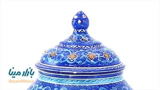 قندان مسی میناکاری شده اثر اسماعیلی طرح اسلیمی