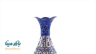 گلدان مسی میناکاری شده اثر اسماعیلی ارتفاع 16 سانتی