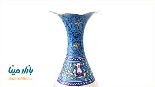 گلدان مسی میناکاری شده اثر اسماعیلی ارتفاع 20 سانتی متر