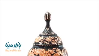 شکلات خوری مسی پایه دار حکاکی شده 18 سانتی