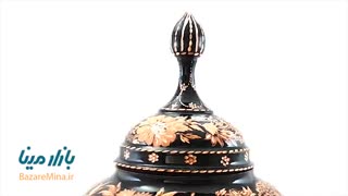 قندان مسی حکاکی شده 22 سانتی متری